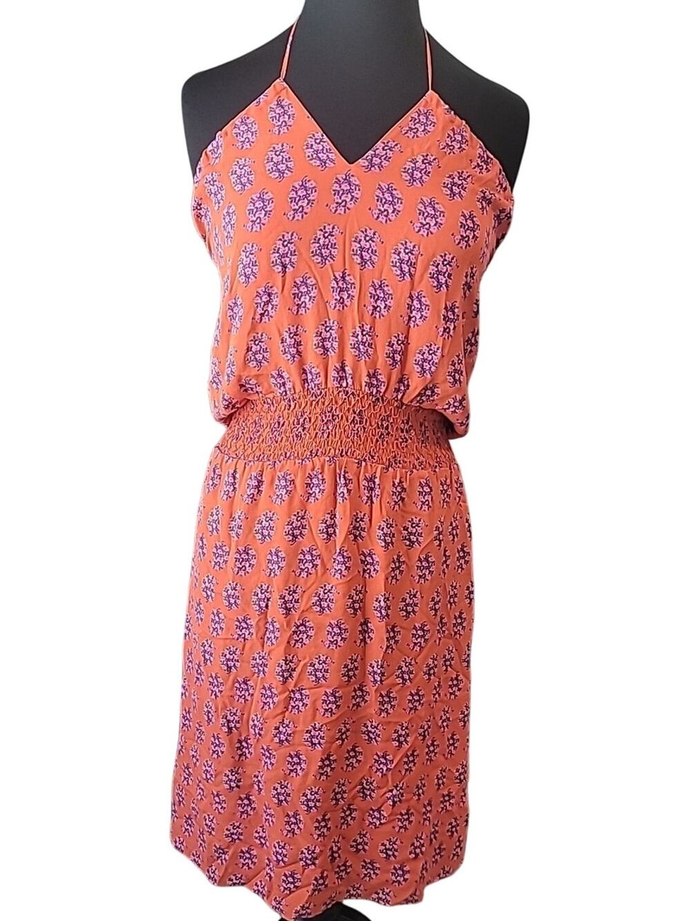 Tory Burch Womens Retro Poppy Print 100% Silk Halter Dress Red Size 0 Luxury
